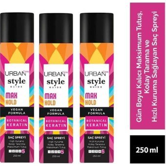 Urban Style Guide Max Hold Sabitleyici Islak Görünümlü Provitaminli Hafif Saç Spreyi 3x250 ml