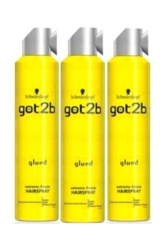 Schwarzkopf Got2B - Glued Şekillendirici Islak Görünümlü Keratinli Güçlü Saç Spreyi 3x300 ml