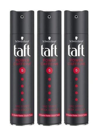 Schwarzkopf Taft Power Caffeine Sabitleyici Islak Görünümlü Provitaminli Güçlü Saç Spreyi 3x250 ml