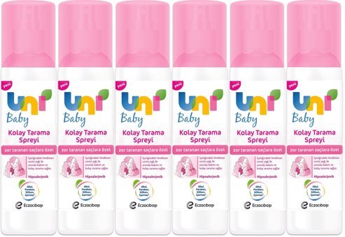 Uni Baby Kolay Tarama Islak Görünümlü Provitaminli Hafif Saç Spreyi 6x200 ml