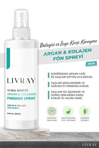 Livray Isıdan Koruyucu Islak Görünümlü Argan Yağlı Güçlü Saç Spreyi 250 ml