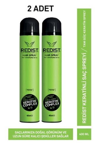 Redist Full Force No: 51 Şekillendirici Islak Görünümlü Keratinli Ekstra Güçlü Saç Spreyi 2x400 ml