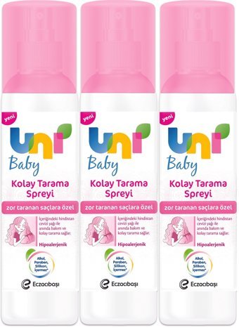 Uni Baby Kolay Tarama Islak Görünümlü Provitaminli Hafif Saç Spreyi 3x200 ml