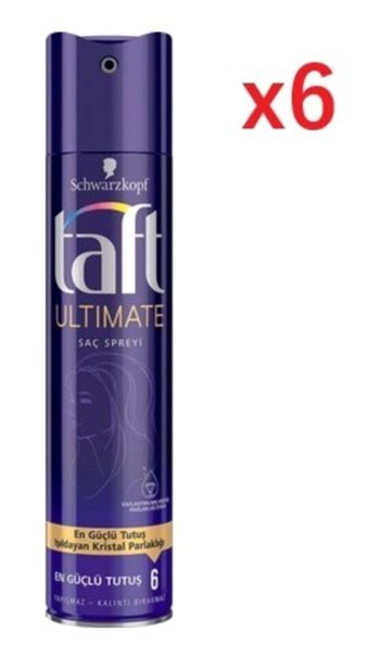 Schwarzkopf Taft Ultimate Sabitleyici Islak Görünümlü Provitaminli Güçlü Saç Spreyi 6x250 ml
