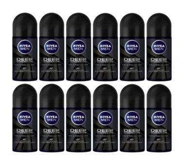 Nivea Deep Dimension Pudrasız Ter Önleyici Antiperspirant Roll-On Erkek Deodorant 12x50 ml