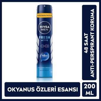 Nivea Fresh Active Pudralı Ter Önleyici Antiperspirant Sprey Erkek Deodorant 200 ml