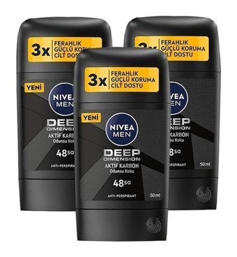 Nivea Deep Dimension Dark Wood Pudrasız Ter Önleyici Antiperspirant Stick Erkek Deodorant 3x50 ml