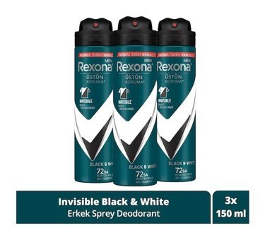 Rexona Invisible Üstün Koruma Pudrasız Ter Önleyici Antiperspirant Sprey Erkek Deodorant 3x150 ml
