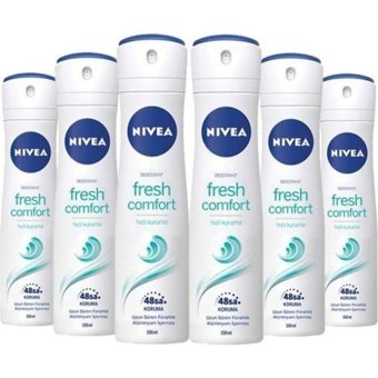 Nivea Fresh Comfort Pudralı Ter Önleyici Antiperspirant Sprey Erkek Deodorant 6x150 ml
