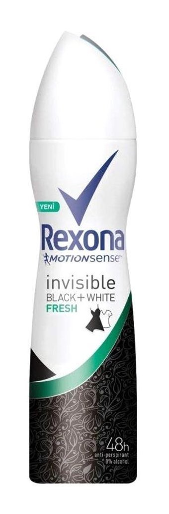 Rexona Black & White Invisible Fresh Pudrasız Ter Önleyici Antiperspirant Sprey Kadın Deodorant 150 ml