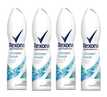 Rexona Shower Fresh Pudralı Ter Önleyici Antiperspirant Sprey Kadın Deodorant 4x150 ml