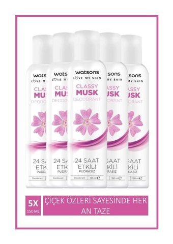Watsons Classy Pudrasız Ter Önleyici Sprey Kadın Deodorant 5x150 ml