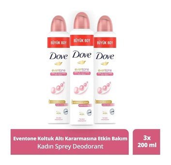 Dove Eventone Pudralı Ter Önleyici Antiperspirant Sprey Kadın Deodorant 3x200 ml