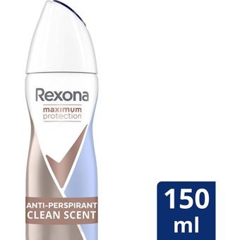 Rexona Maximum Protection Clean Scent Pudralı Ter Önleyici Antiperspirant Sprey Kadın Deodorant 150 ml