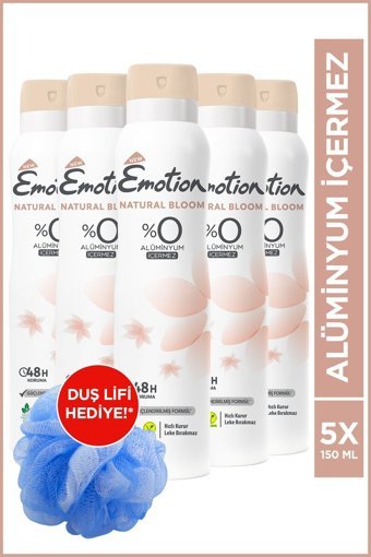 Emotion Natural Bloom Pudrasız Ter Önleyici Organik Sprey Kadın Deodorant 5x150 ml
