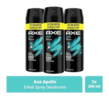 Axe Apollo Pudrasız Ter Önleyici Antiperspirant Sprey Erkek Deodorant 3x200 ml
