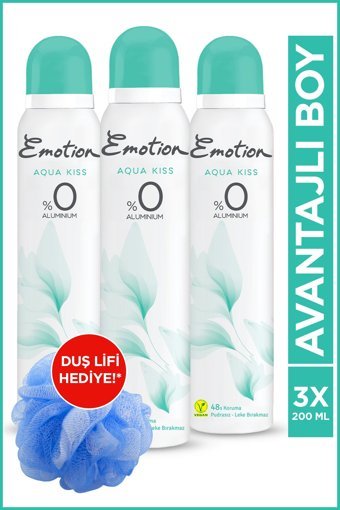Emotion Aqua Kiss Pudrasız Ter Önleyici Sprey Kadın Deodorant 3x200 ml