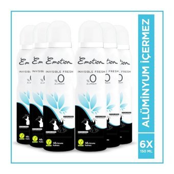 Emotion Black & White Invisible Fresh Black & White Pudrasız Ter Önleyici Sprey Kadın Deodorant 6x150 ml