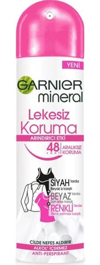 Garnier Mineral Lekesiz Koruma Pudralı Ter Önleyici Antiperspirant Sprey Kadın Deodorant 50 ml
