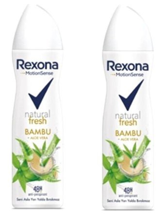 Rexona Natural Fresh Bambu Ve Aloe Vera Pudralı Ter Önleyici Antiperspirant Sprey Kadın Deodorant 2x150 ml