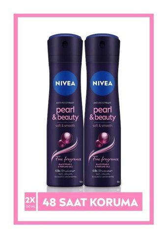 Nivea Pearl & Beauty Fine Fragrance Pudralı Ter Önleyici Antiperspirant Sprey Kadın Deodorant 2x150 ml