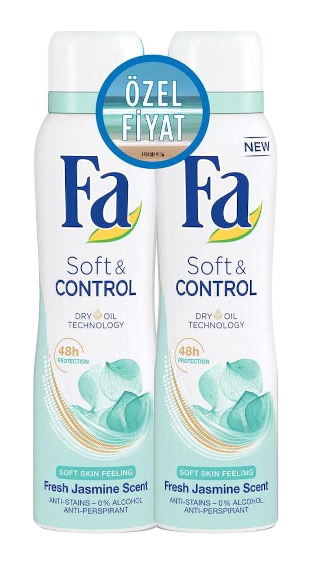 Fa Soft&Control Pudrasız Ter Önleyici Antiperspirant Sprey Kadın Deodorant 2x150 ml