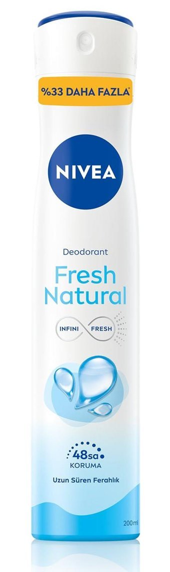 Nivea Natural Fresh Pudralı Ter Önleyici Organik Antiperspirant Sprey Kadın Deodorant 200 ml