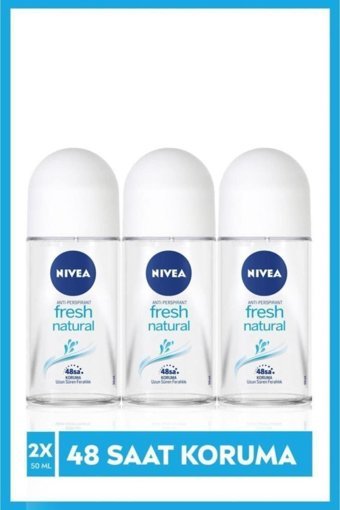 Nivea Natural Fresh Pudrasız Ter Önleyici Organik Antiperspirant Roll-On Kadın Deodorant 3x50 ml