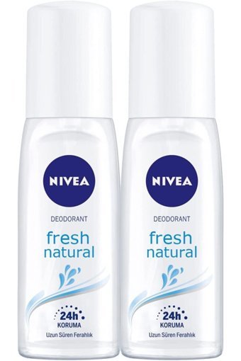 Nivea Natural Fresh Pump Pudrasız Ter Önleyici Organik Sprey Kadın Deodorant 2x75 ml