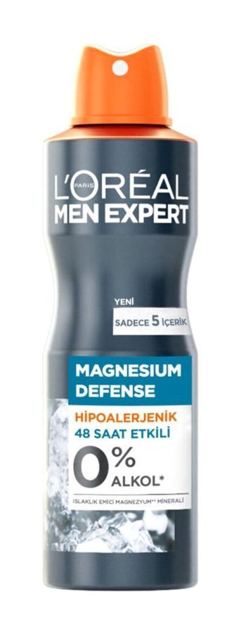 L'Oreal Paris Magnesium Defense Hipoalerjenik Pudrasız Ter Önleyici Sprey Erkek Deodorant 150 ml