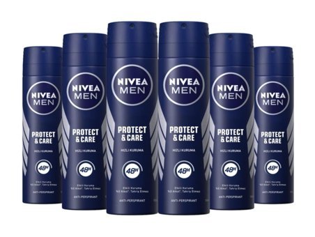 Nivea Protect & Care Pudralı Ter Önleyici Antiperspirant Sprey Erkek Deodorant 6x150 ml