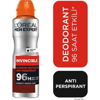 L'Oreal Paris Expert Invincible Pudralı Ter Önleyici Antiperspirant Sprey Erkek Deodorant 150 ml