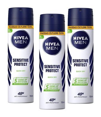 Nivea Sensitive Protect Pudralı Ter Önleyici Antiperspirant Sprey Erkek Deodorant 3x150 ml