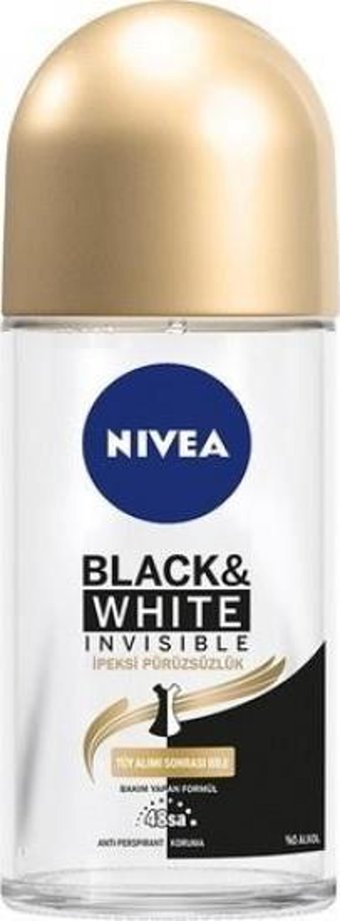 Nivea Black&White Invisible İpeksi Pürüzsüzlük Pudrasız Ter Önleyici Antiperspirant Roll-On Kadın Deodorant 24x50 ml