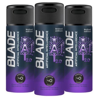 Blade Artificial Intelligence Pudrasız Ter Önleyici Sprey Erkek Deodorant 3x150 ml