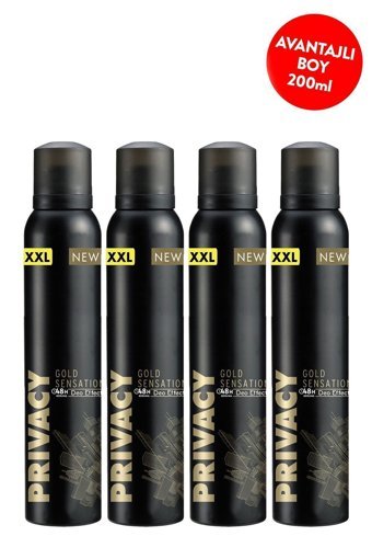 Privacy Gold Sensetion Pudrasız Sprey Erkek Deodorant 4x200 ml