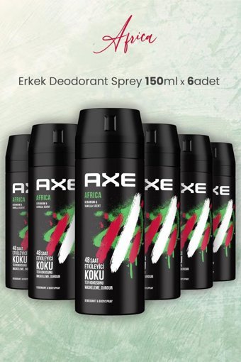 Axe Africa Pudrasız Ter Önleyici Antiperspirant Sprey Erkek Deodorant 6x150 ml