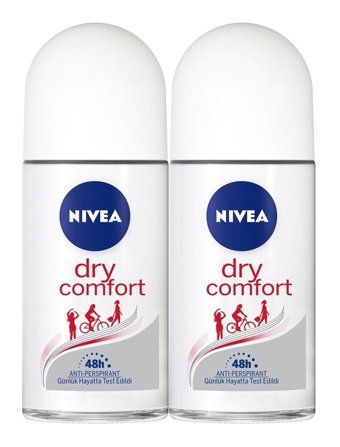 Nivea Dry Comfort Pudrasız Ter Önleyici Antiperspirant Roll-On Kadın Deodorant 2x50 ml