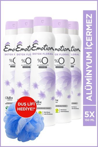 Emotion Detox Floral Pudrasız Ter Önleyici Sprey Kadın Deodorant 5x150 ml