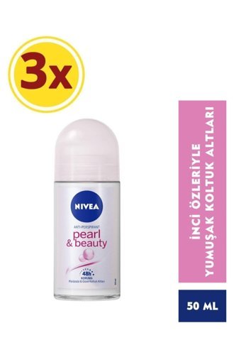 Nivea Pearl & Beauty Pudrasız Ter Önleyici Antiperspirant Roll-On Kadın Deodorant 3x50 ml