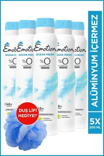 Emotion Ocean Fresh Pudrasız Ter Önleyici Sprey Kadın Deodorant 5x200 ml