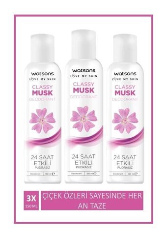 Watsons Classy Pudrasız Ter Önleyici Sprey Kadın Deodorant 3x150 ml