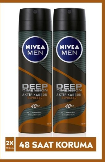 Nivea Espresso Pudralı Ter Önleyici Antiperspirant Sprey Erkek Deodorant 2x150 ml