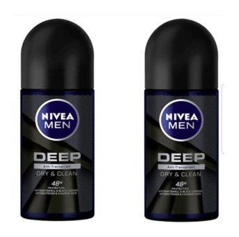 Nivea Deep Dry & Clean Pudrasız Ter Önleyici Antiperspirant Roll-On Erkek Deodorant 2x50 ml