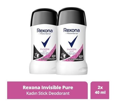 Rexona Invisible Pure Pudralı Ter Önleyici Antiperspirant Stick Kadın Deodorant 2x40 ml