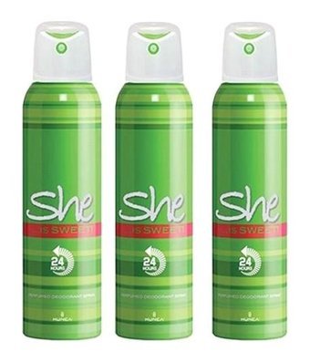 She Is Sweet Pudrasız Ter Önleyici Sprey Kadın Deodorant 3x150 ml