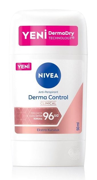 Nivea Derma Control Clinical Pudrasız Ter Önleyici Antiperspirant Stick Kadın Deodorant 50 ml