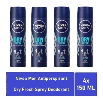 Nivea Dry Fresh Pudralı Ter Önleyici Antiperspirant Sprey Erkek Deodorant 4x150 ml