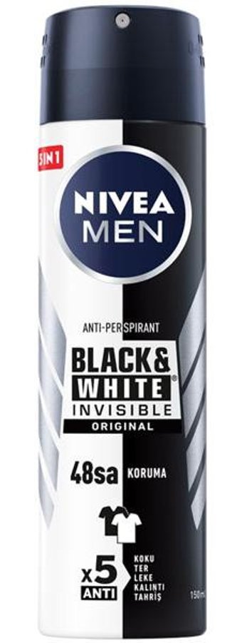 Nivea Black&White Invisible Clear Pudralı Ter Önleyici Antiperspirant Sprey Erkek Deodorant 150 ml