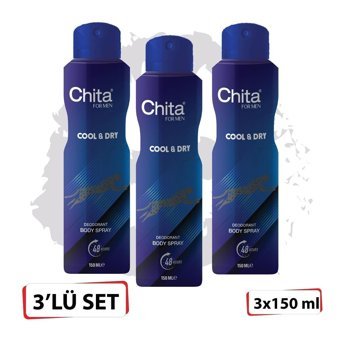 Chita Cool & Dry Pudrasız Ter Önleyici Sprey Erkek Deodorant 3x150 ml